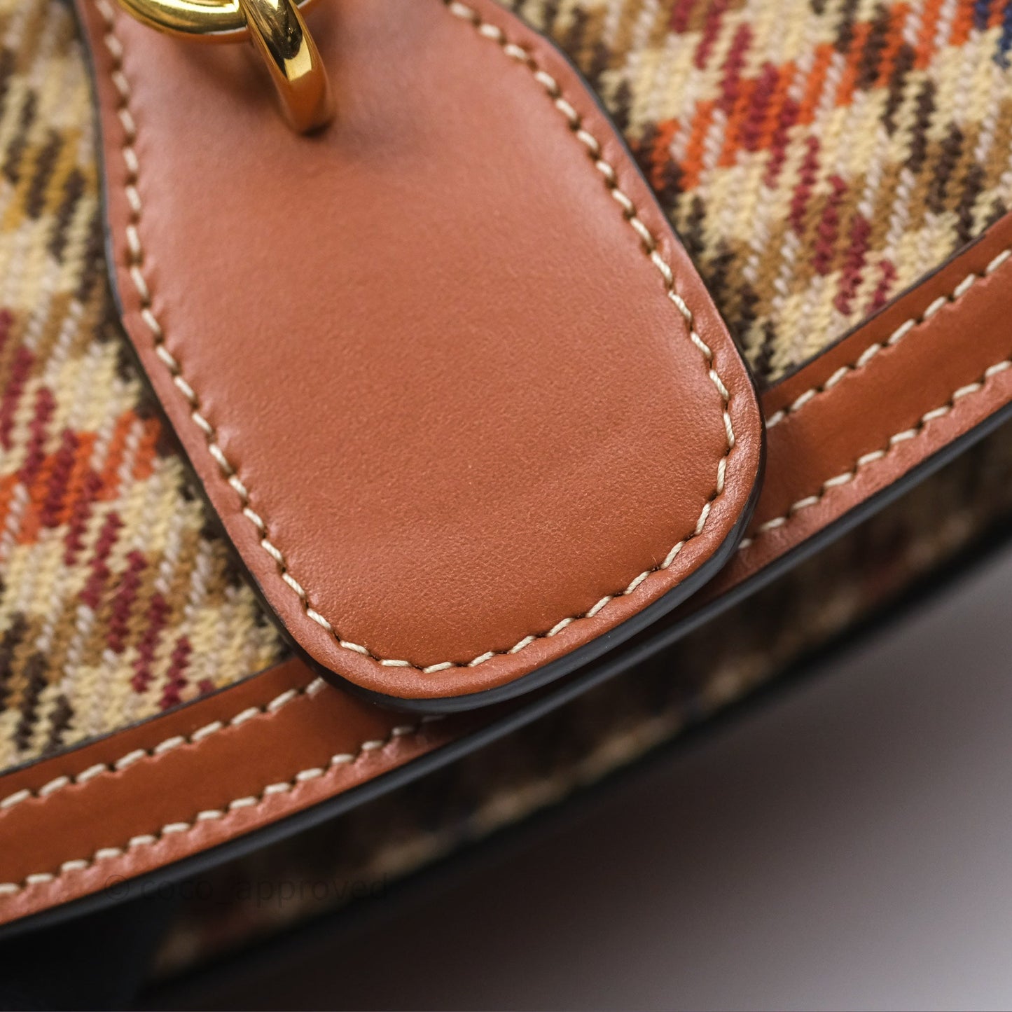 Celine Clutch on Strap in Tartan Textile and Natural Calfskin