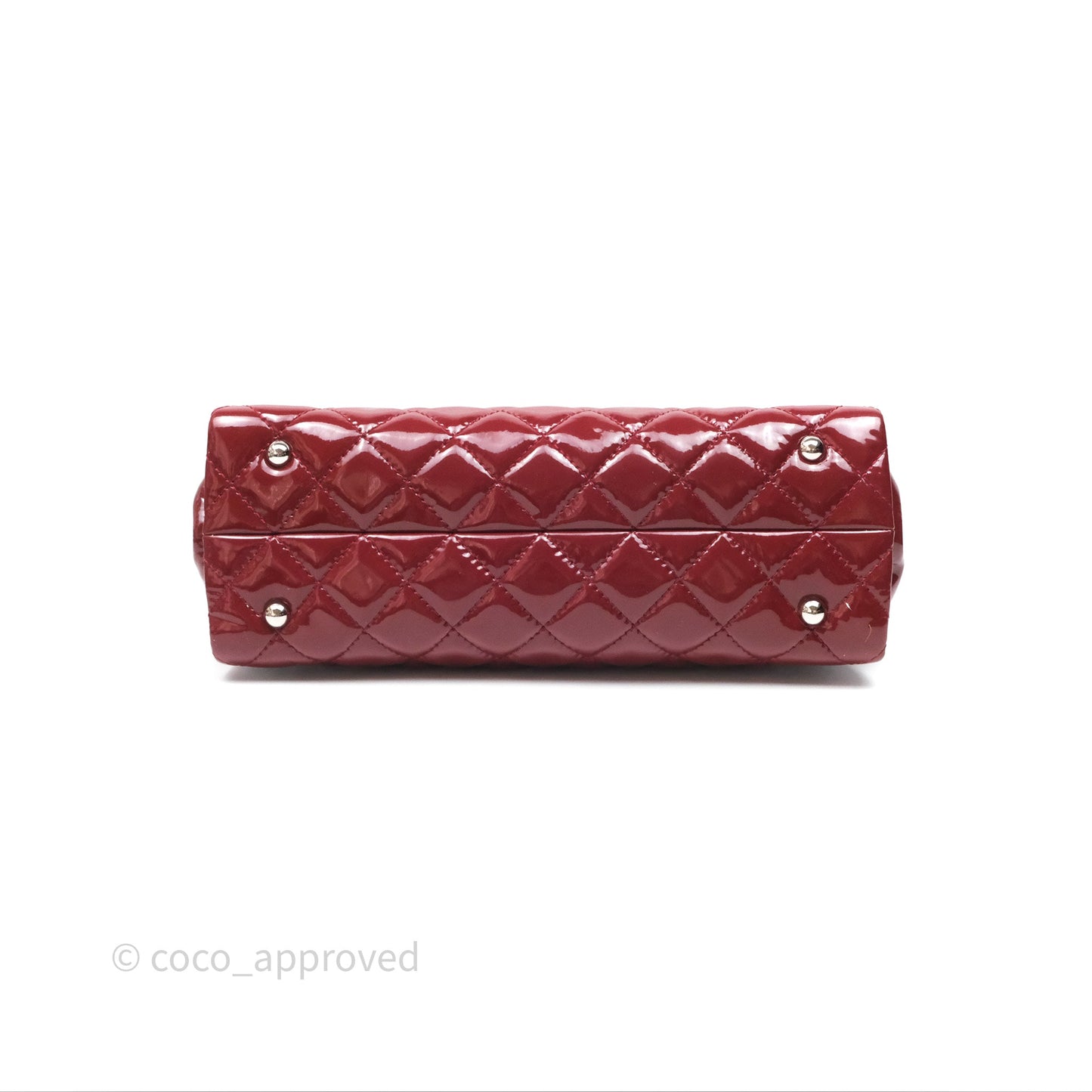 Chanel CC Shopping Tote Bag Red Patent Silver Hardware