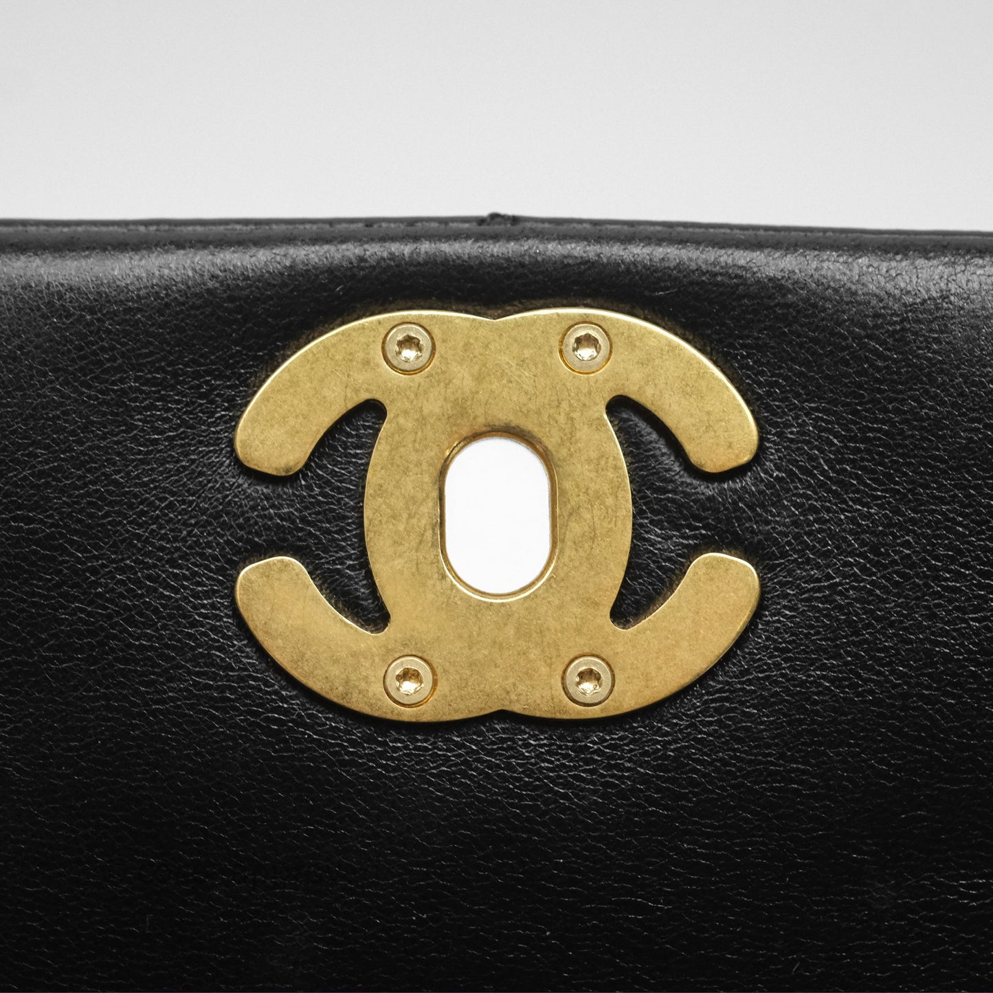 Chanel Flap Bag Black Lambskin Aged Gold Hardware 24P