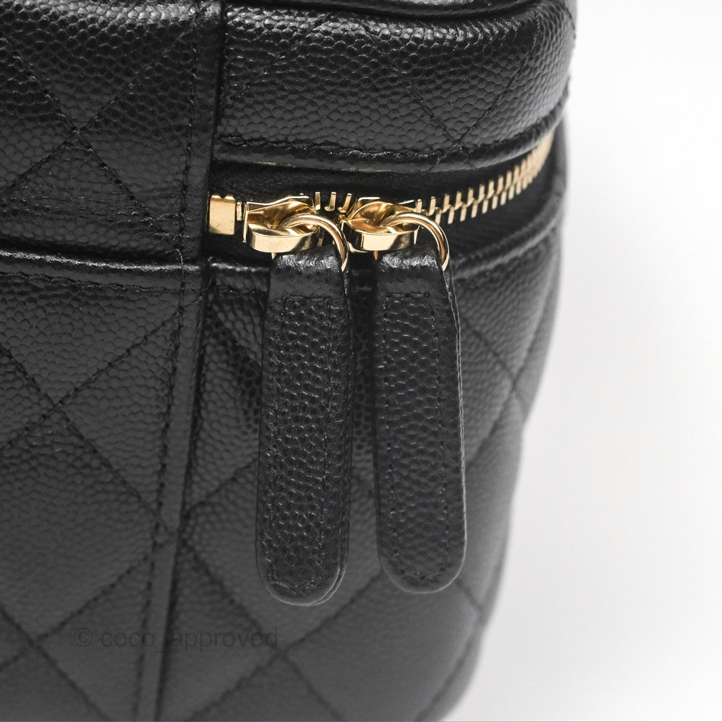 Chanel Quilted Top Handle Vanity Case Black Caviar Gold Hardware