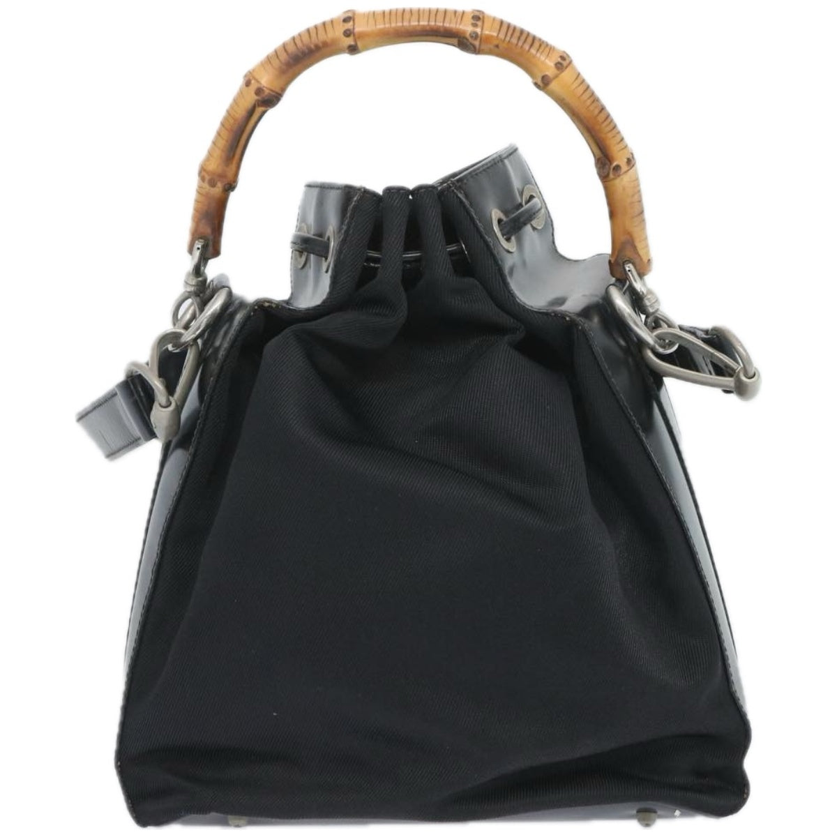 GUCCI Bamboo Shoulder Bag Nylon 2way Black  65386