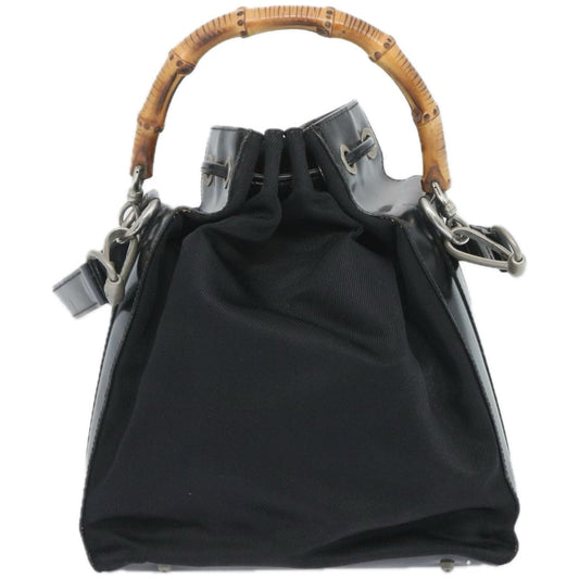 GUCCI Bamboo Shoulder Bag Nylon 2way Black  65386