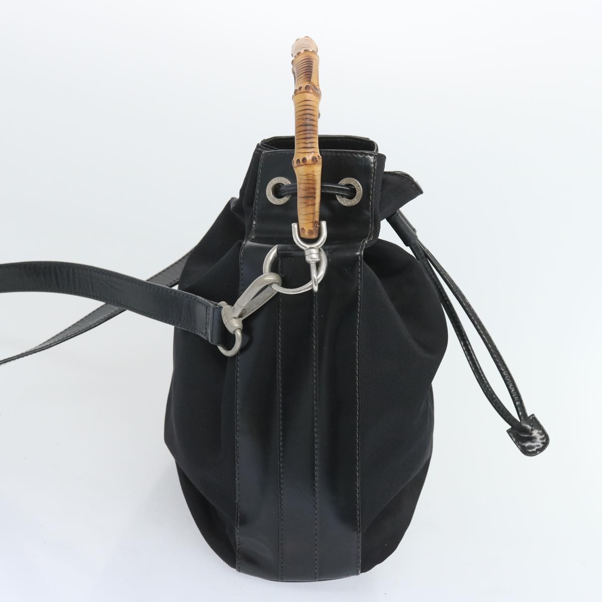 GUCCI Bamboo Shoulder Bag Nylon 2way Black  65386
