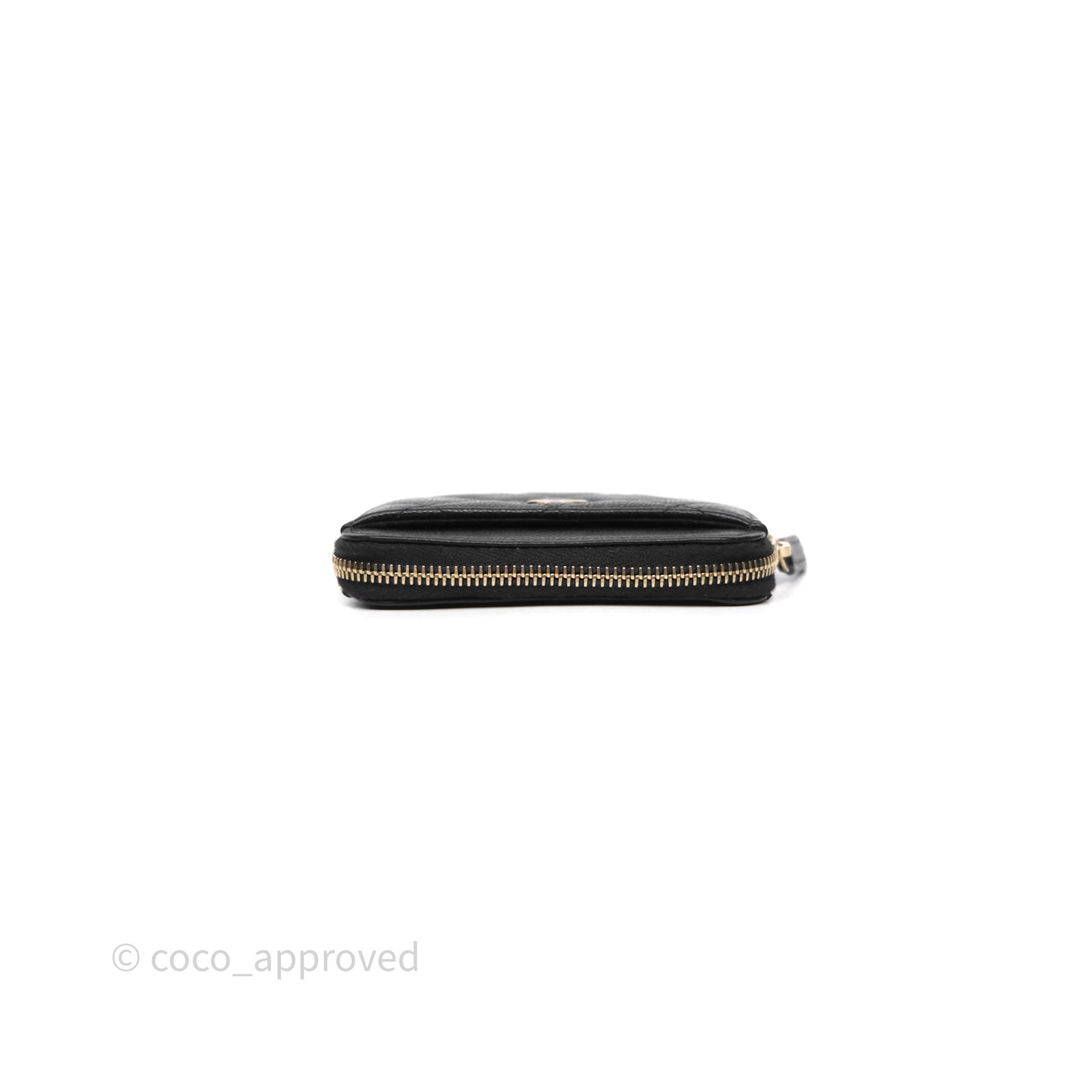 Chanel Quilted Classic Zip Card Holder Wallet Black Caviar Gold Hardware
