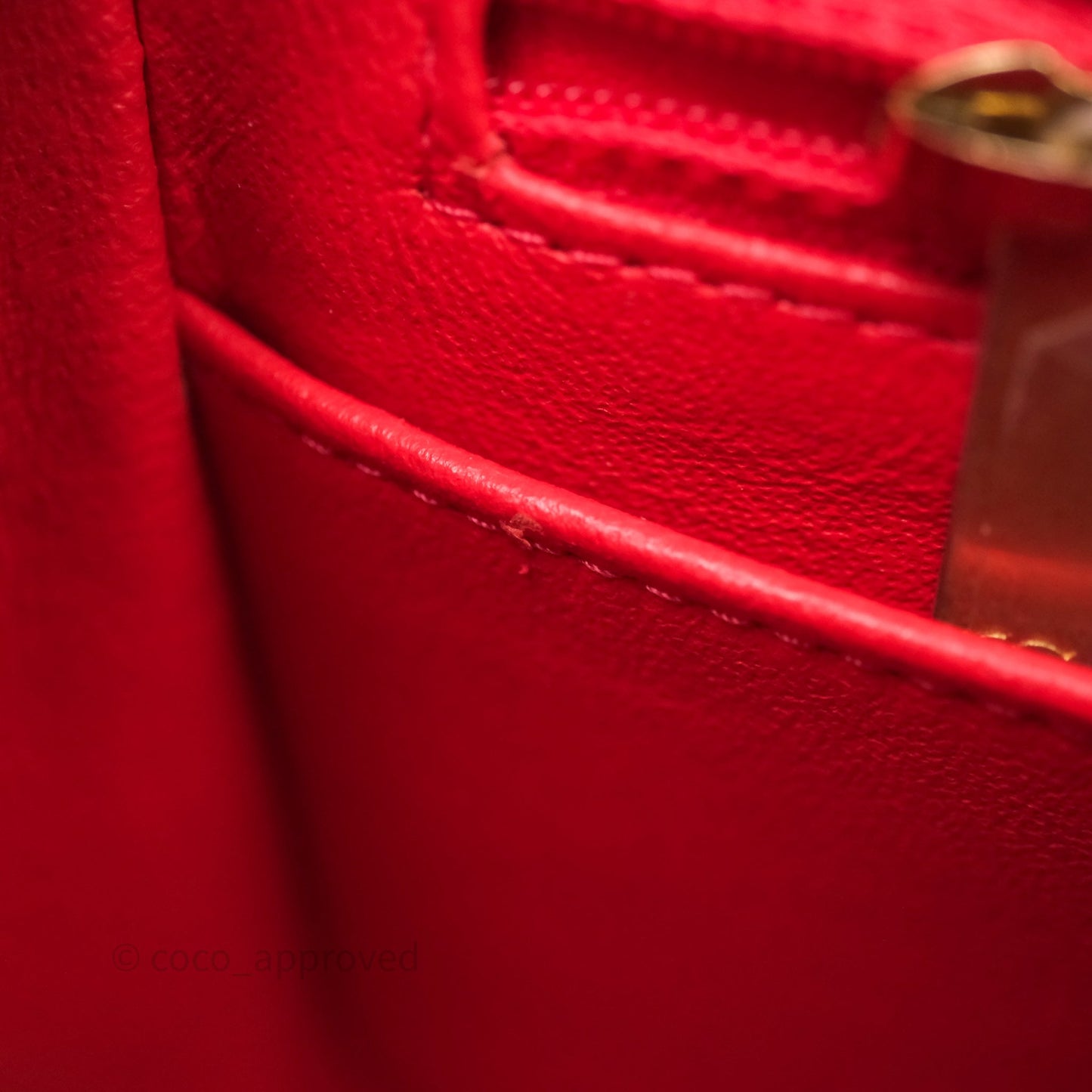 Chanel Mini Square Quilted Red Lambskin Aged Gold Hardware