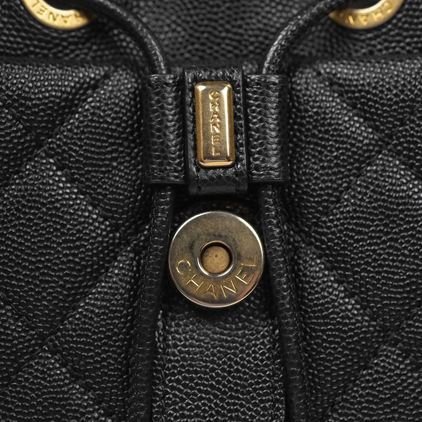 Chanel Small Quilted Filigree Backpack Black Caviar Aged Gold Hardware