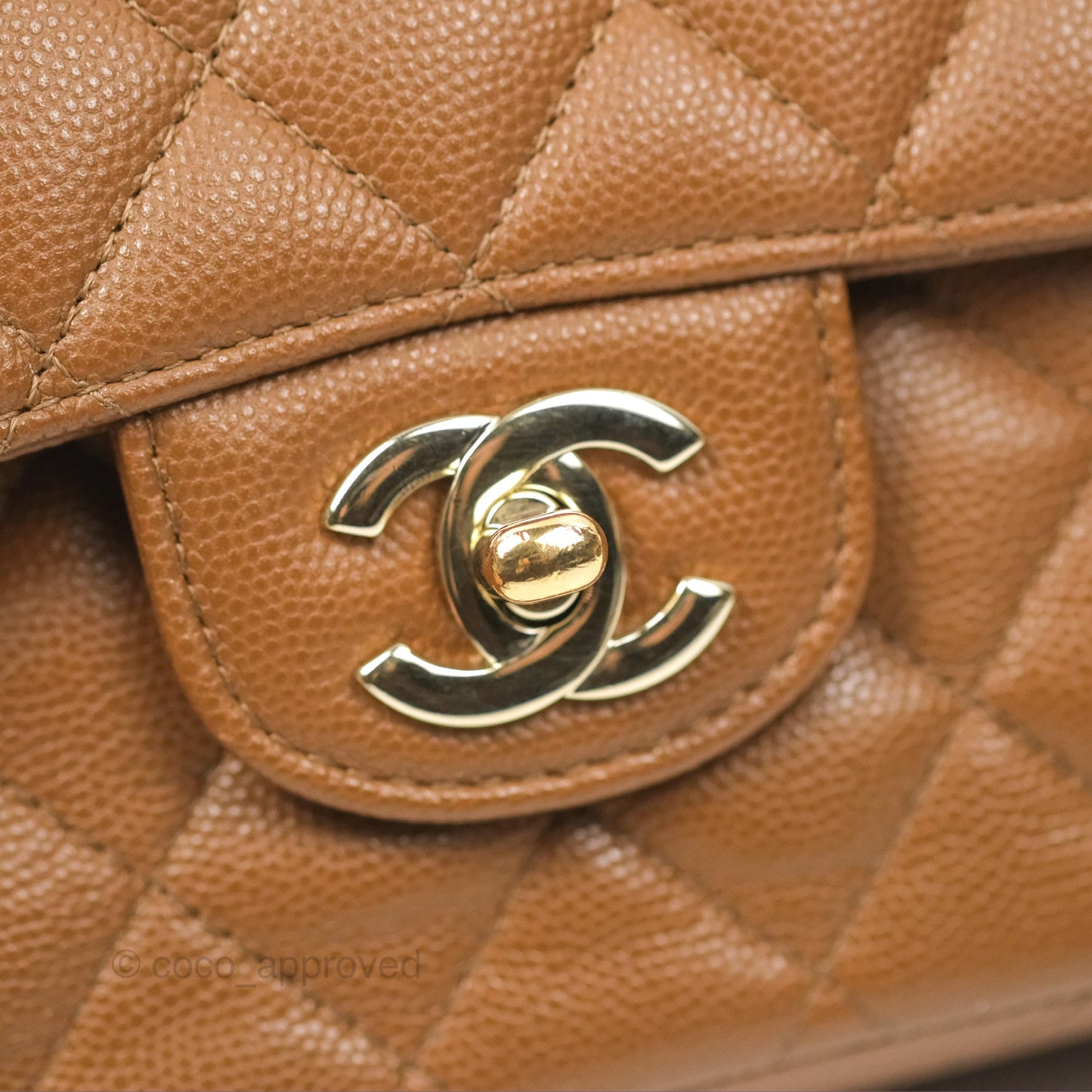 Chanel Classic M/L Medium Flap Quilted Brown Caviar Gold Hardware 17C