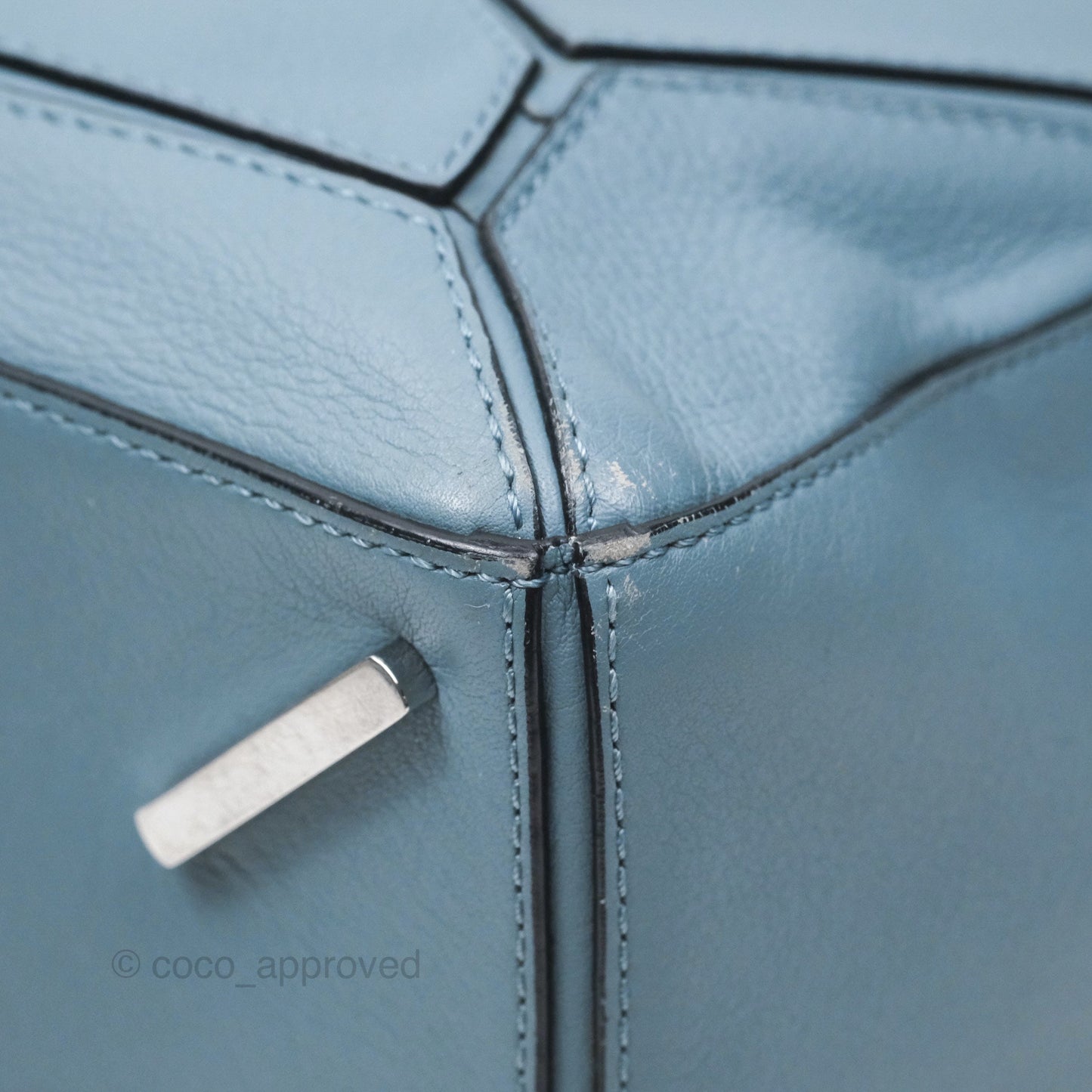 Loewe Medium Puzzle Bag Blue Calfskin Silver Hardware