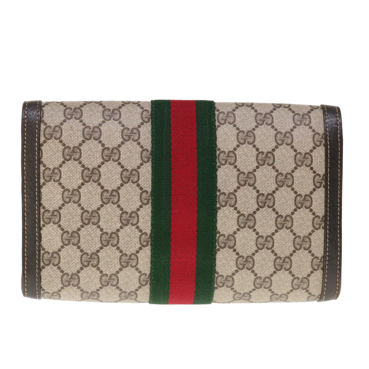 GUCCI GG Supreme Web Sherry Line Clutch Bag PVC Beige 41 014 3087 25  65410