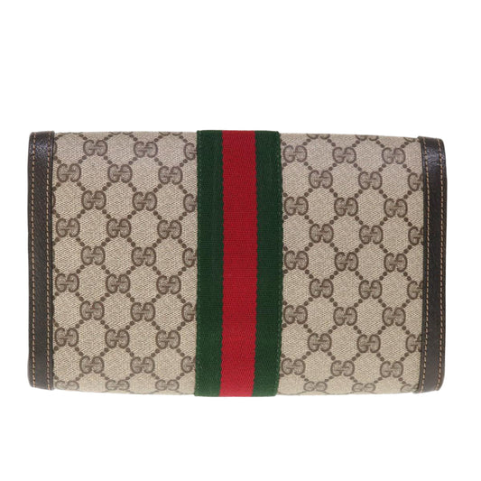 GUCCI GG Supreme Web Sherry Line Clutch Bag PVC Beige 41 014 3087 25  65410