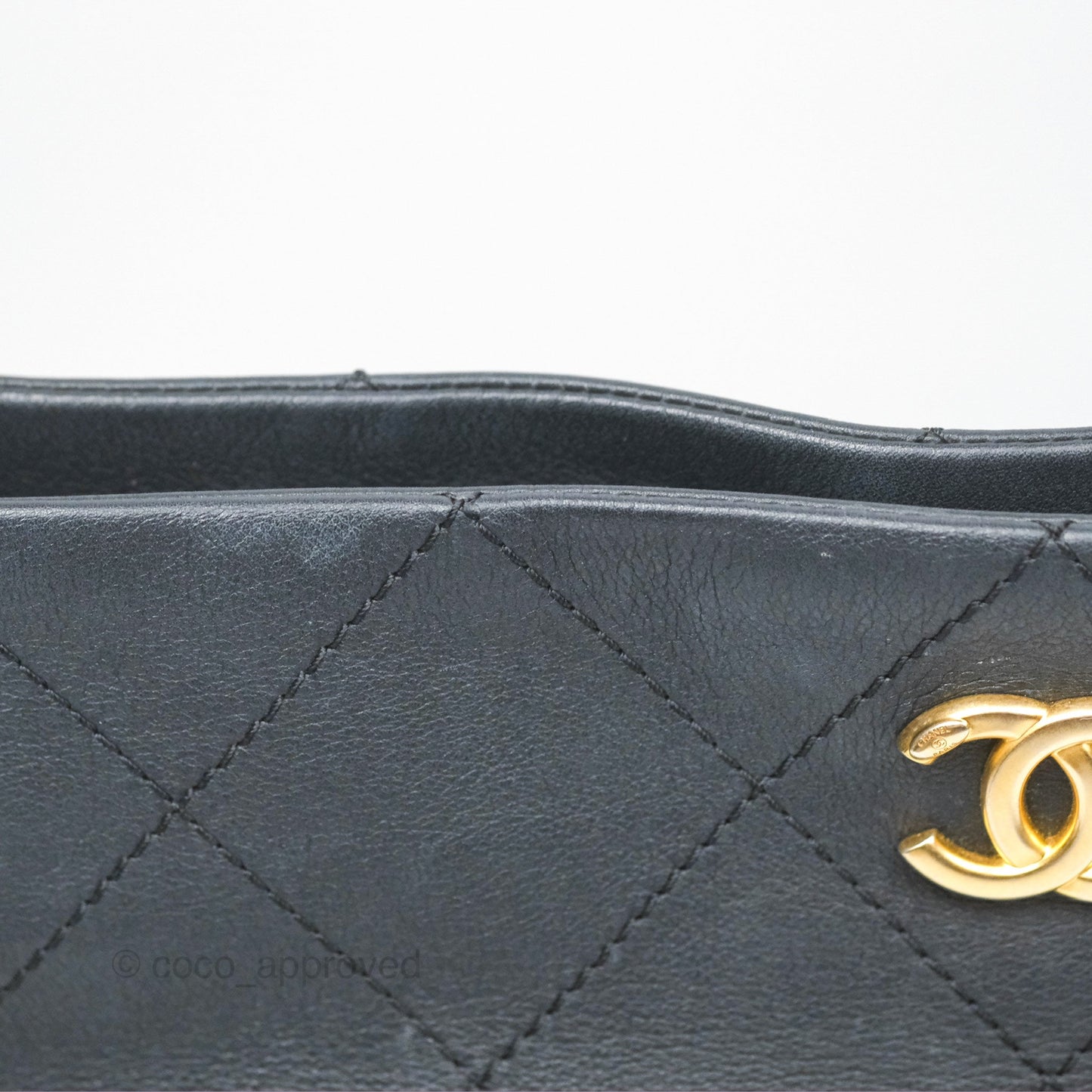 Chanel Large Hobo Tote Lambskin Black Aged Gold Hardware