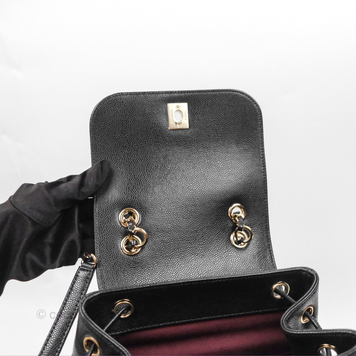 Chanel Quilted Business Affinity Backpack Black Caviar Gold Hardware