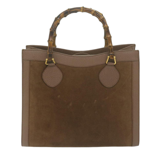 GUCCI Bamboo Tote Bag Suede Brown 002 1186 0260  65429