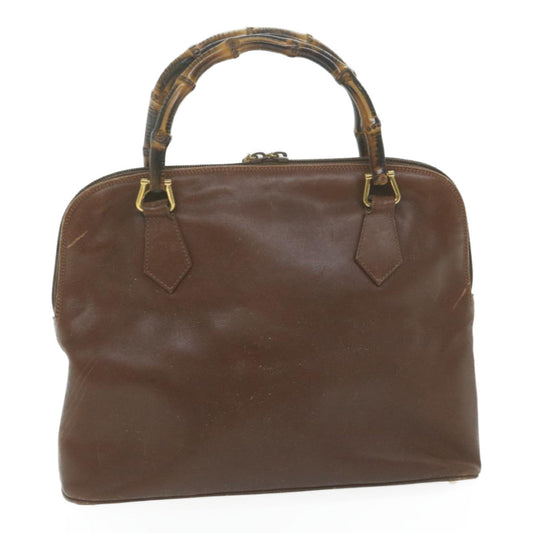 GUCCI Bamboo Hand Bag Leather 2way Brown  65430