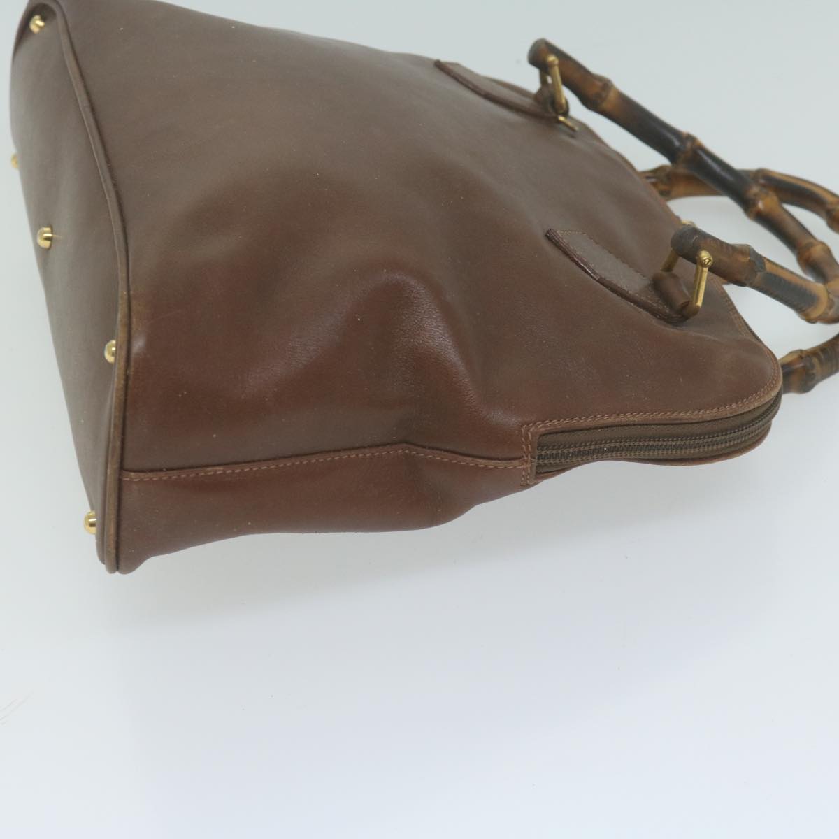 GUCCI Bamboo Hand Bag Leather 2way Brown  65430