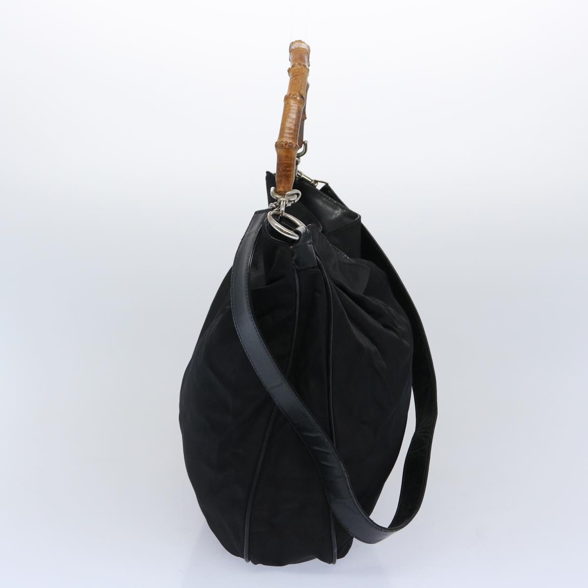 GUCCI Bamboo Shoulder Bag Nylon 2way Black 001 1705 1577  65440