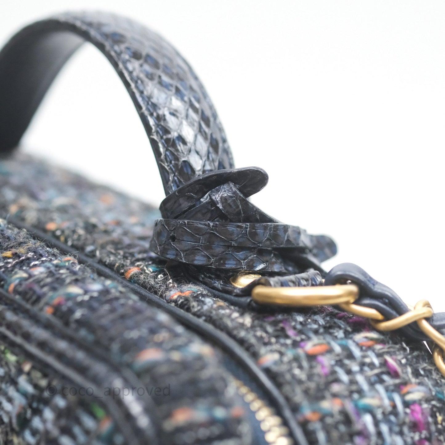 Chanel Medium CC Filigree Vanity Case Navy Tweed Python