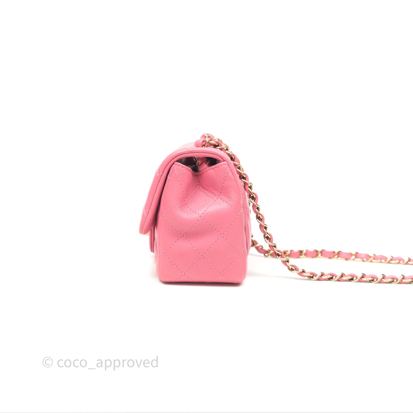 Chanel Mini Square Flap Quilted Pink Lambskin Gold Hardware