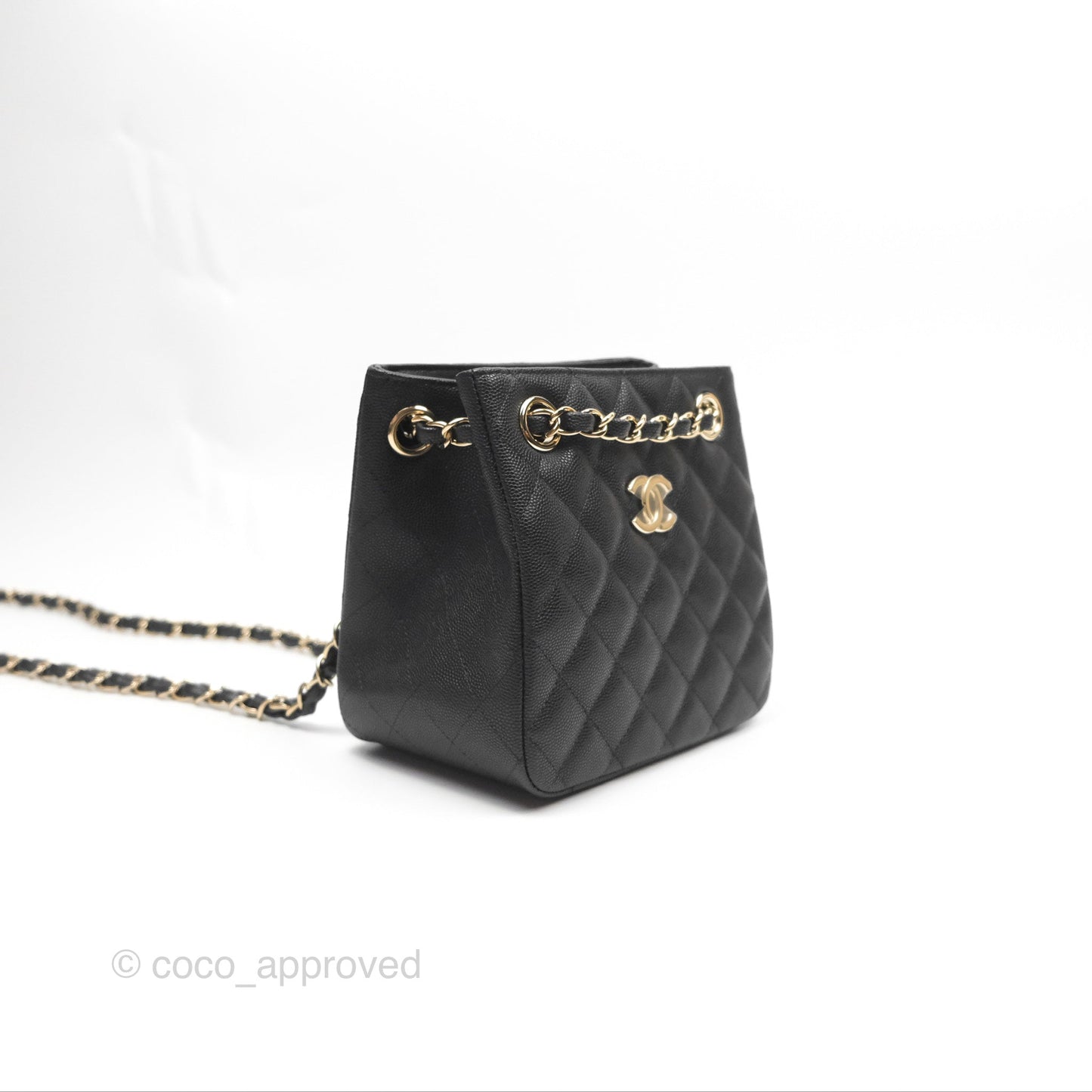 Chanel Mini Bucket Tote Black Caviar Gold Hardware 22S