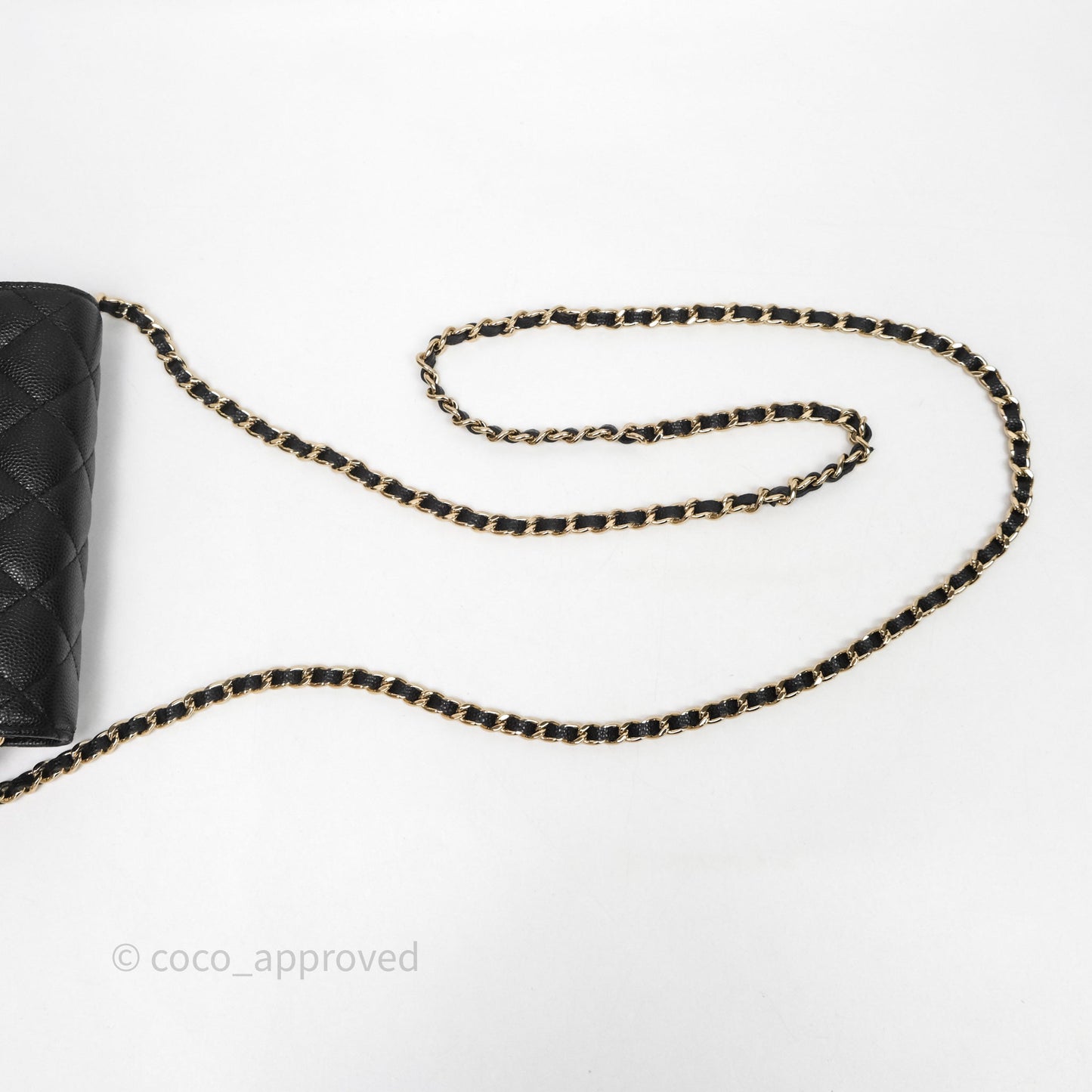 Chanel Quilted Mini Wallet on Chain WOC Black Caviar Gold Hardware
