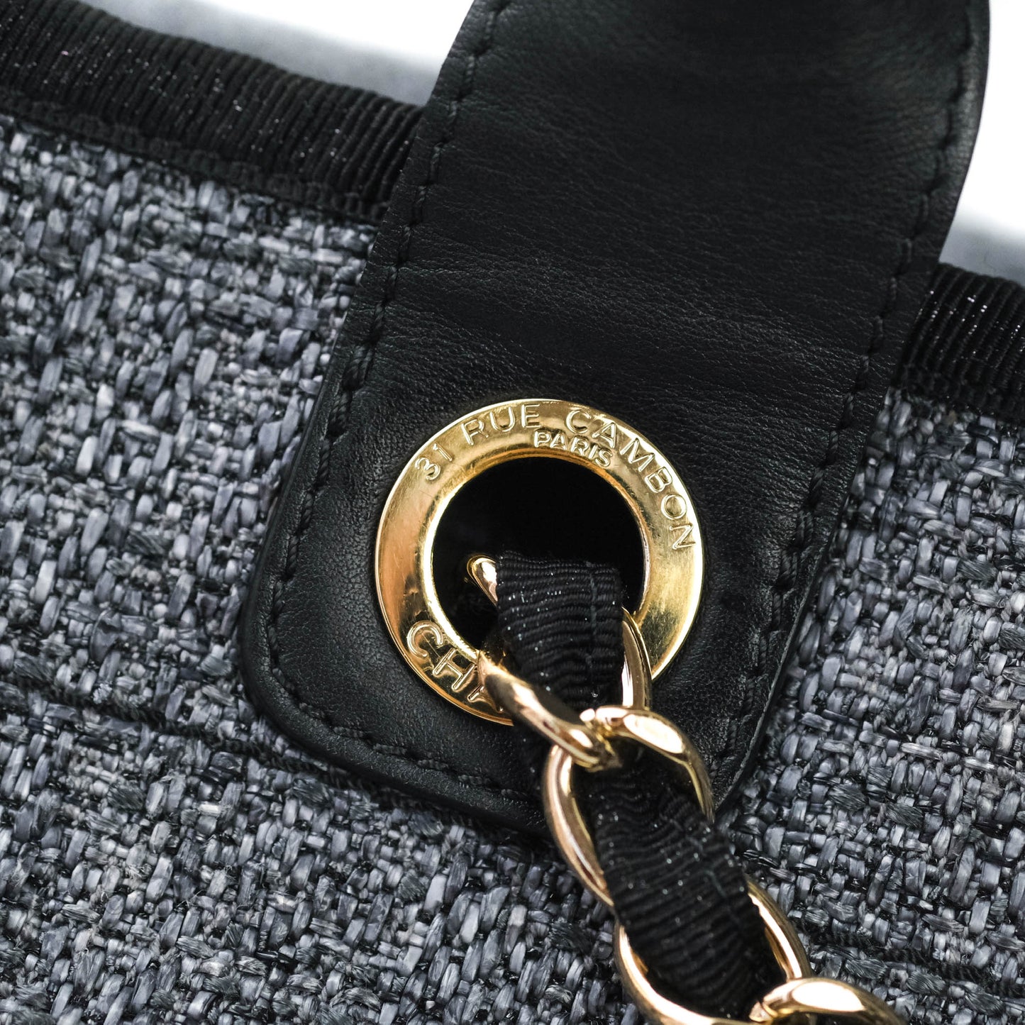 Chanel Large Deauville Charcoal Grey Canvas
