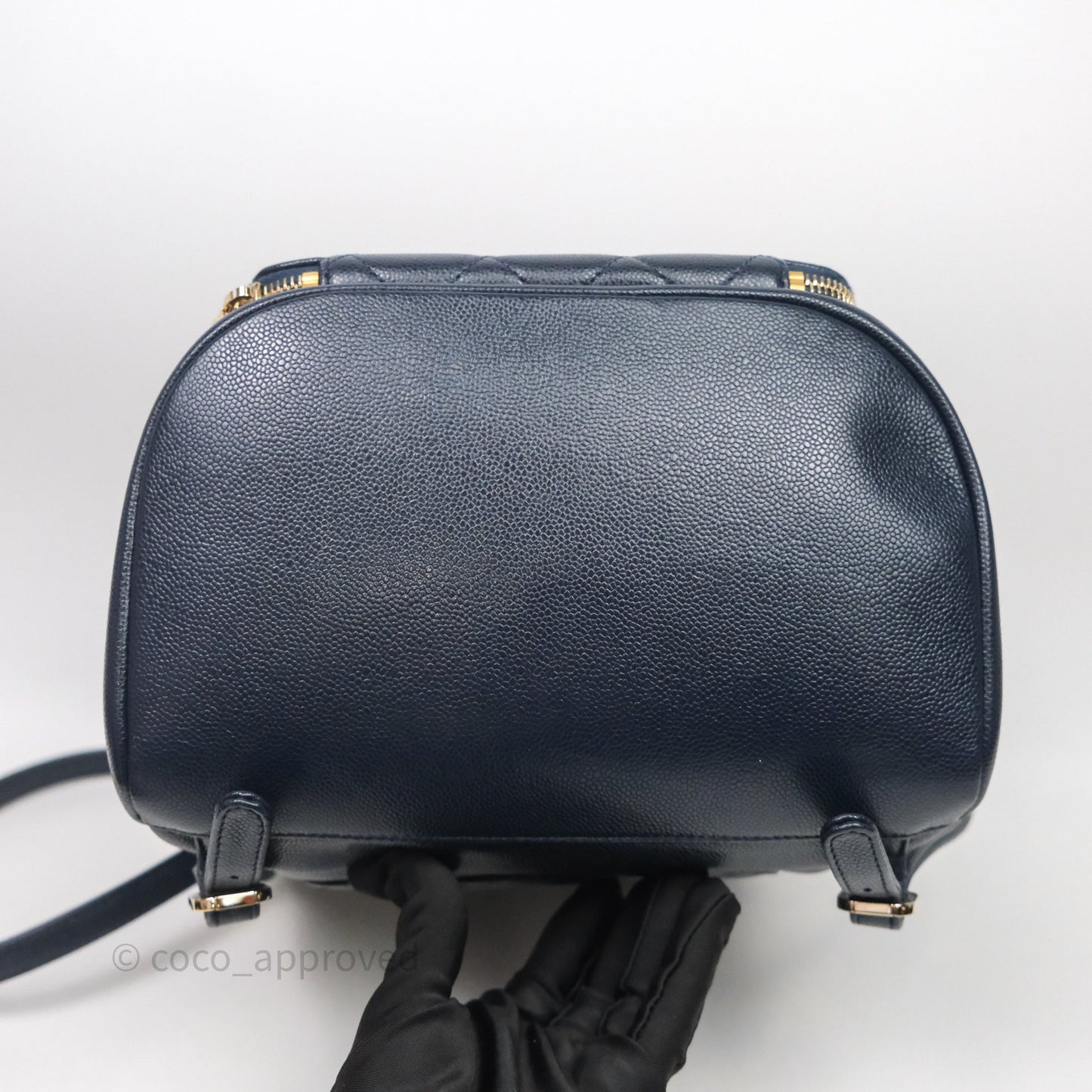 Chanel Quilted Business Affinity Backpack Navy Caviar Light Gold Hardware