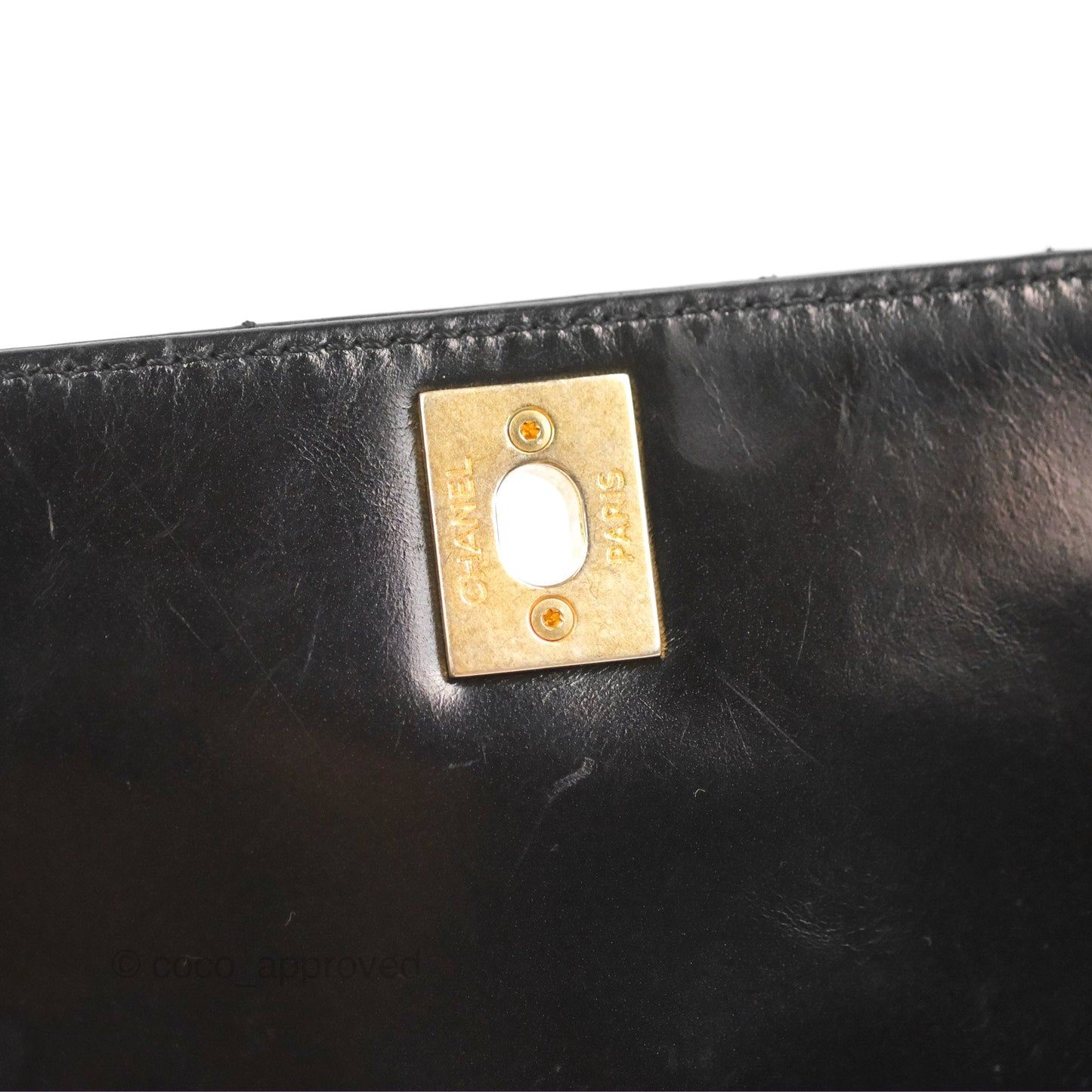Chanel Chevron Small Coco Handle Black Shiny Aged Calfskin Aged Gold Hardware’s