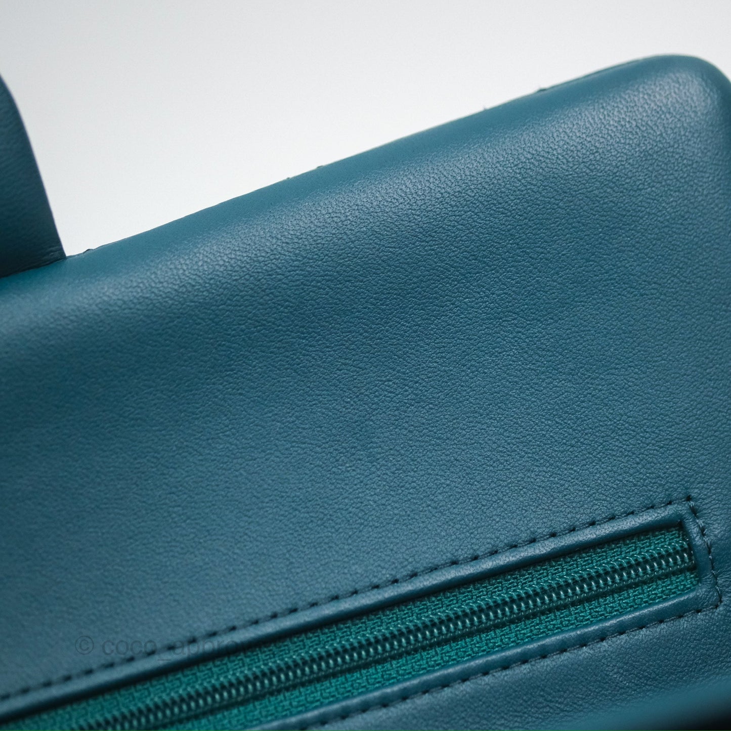 Chanel Classic M/L Medium Flap Quilted Teal Lambskin Silver Hardware
