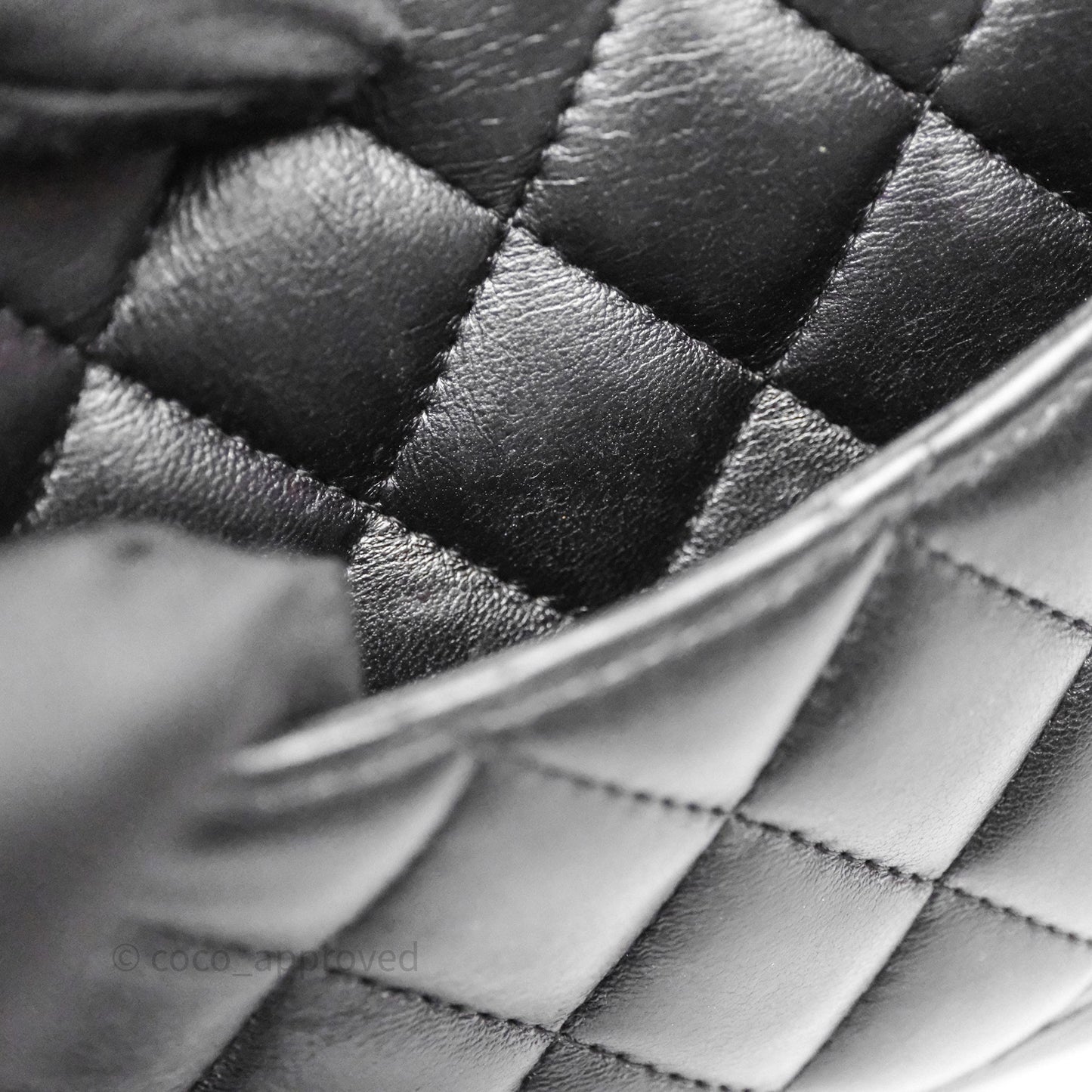 Chanel Mini Square Quilted Black Lambskin Silver Hardware