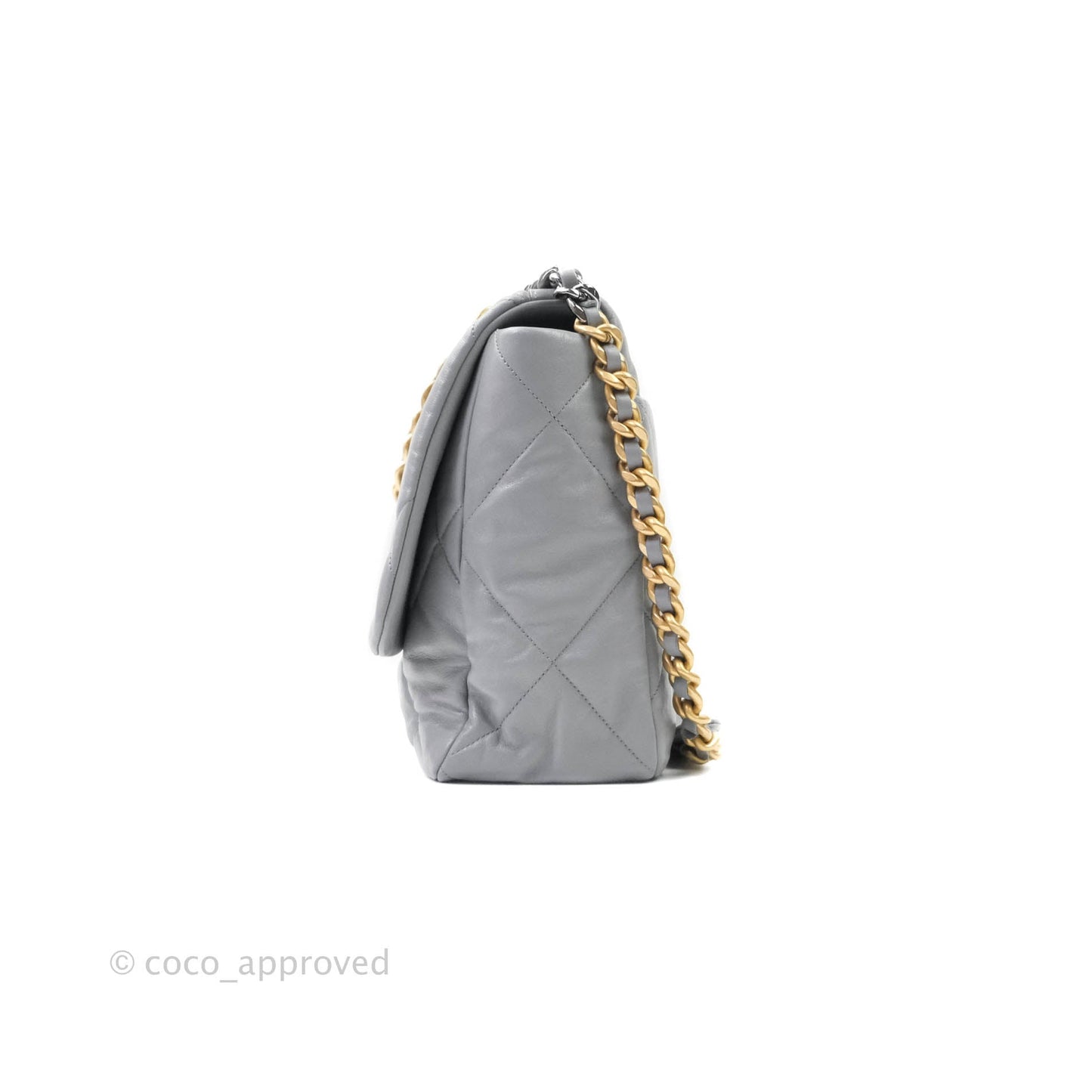 Chanel 19 Large Grey Goatskin Mixed Hardware
