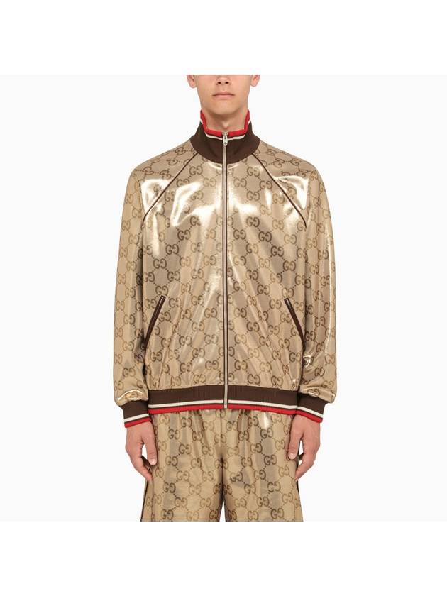 Luxury Gucci Trending 2025 GG Technical Jersey Zip-up Jacket Beige