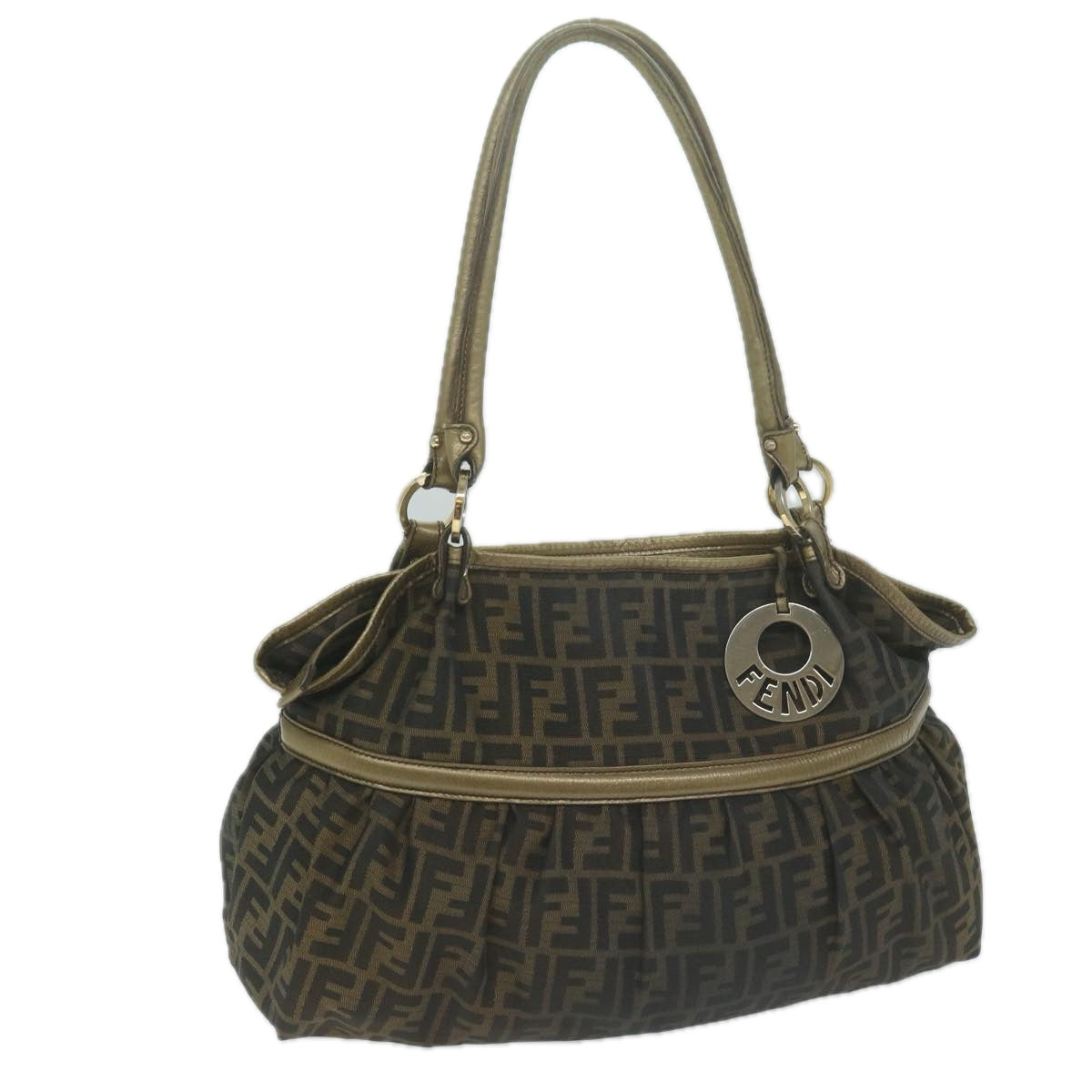 Luxury FendiZucca Canvas Tote Bag Black Brown65505