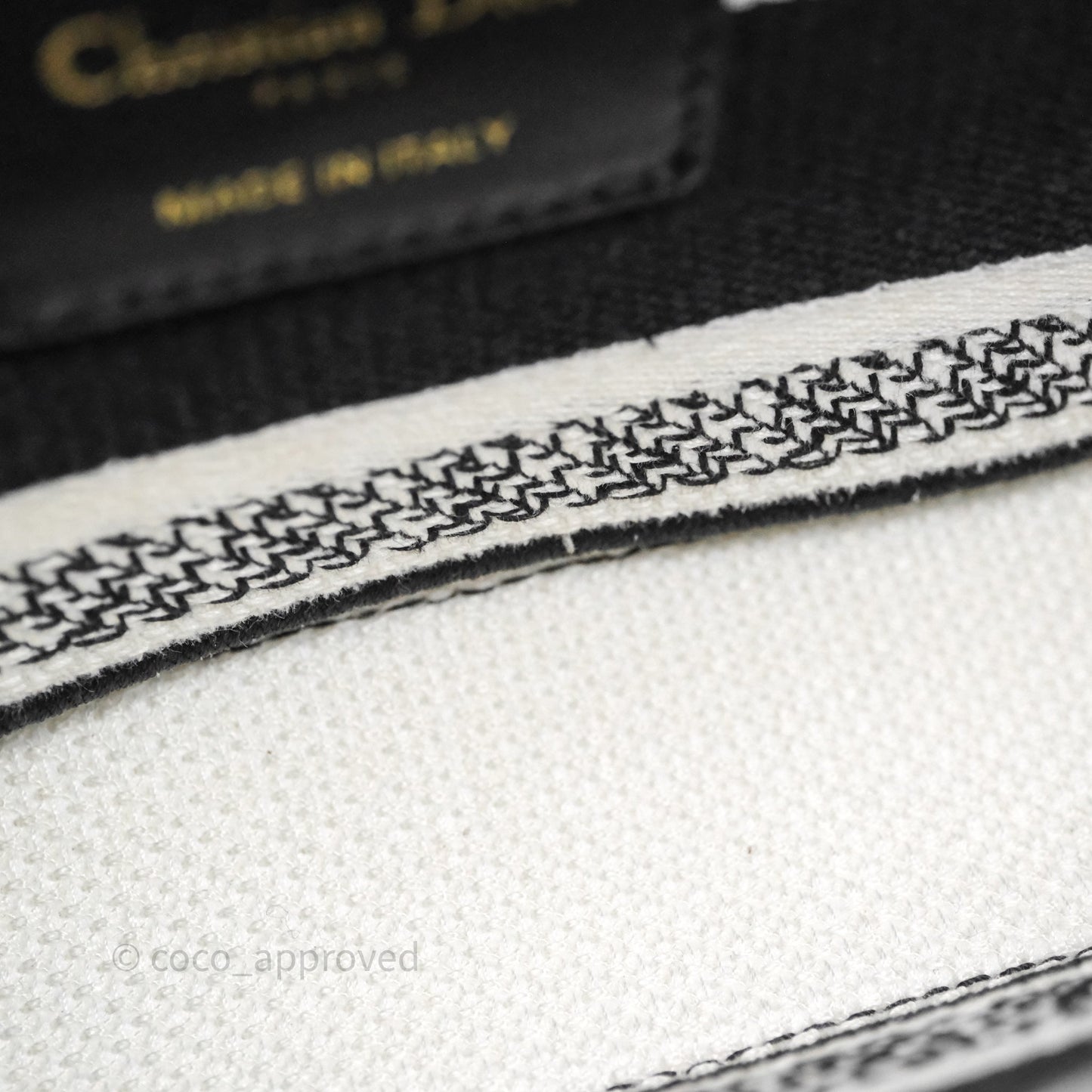 Christian Dior Medium Lady D-Joy Bag Black White Houndstooth Gold Hardware