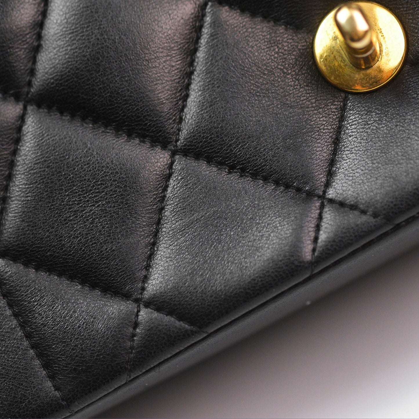 Chanel Vintage Quilted Small Classic Diana Flap Bag Black Lambskin 24K Gold Hardware