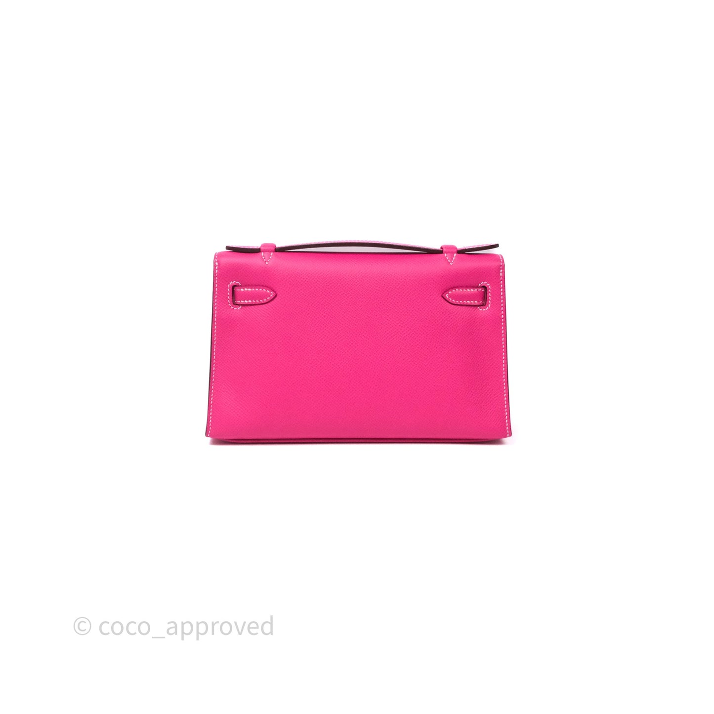 Hermès Kelly Pochette Clutch Rose Tyrien Epsom Palladium Hardware