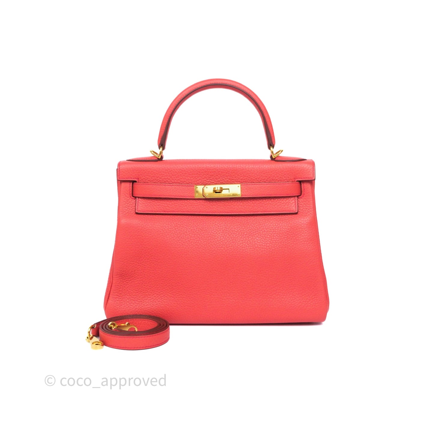 Hermès Kelly 28 Rose Jaipur Retourne Togo Gold Hardware