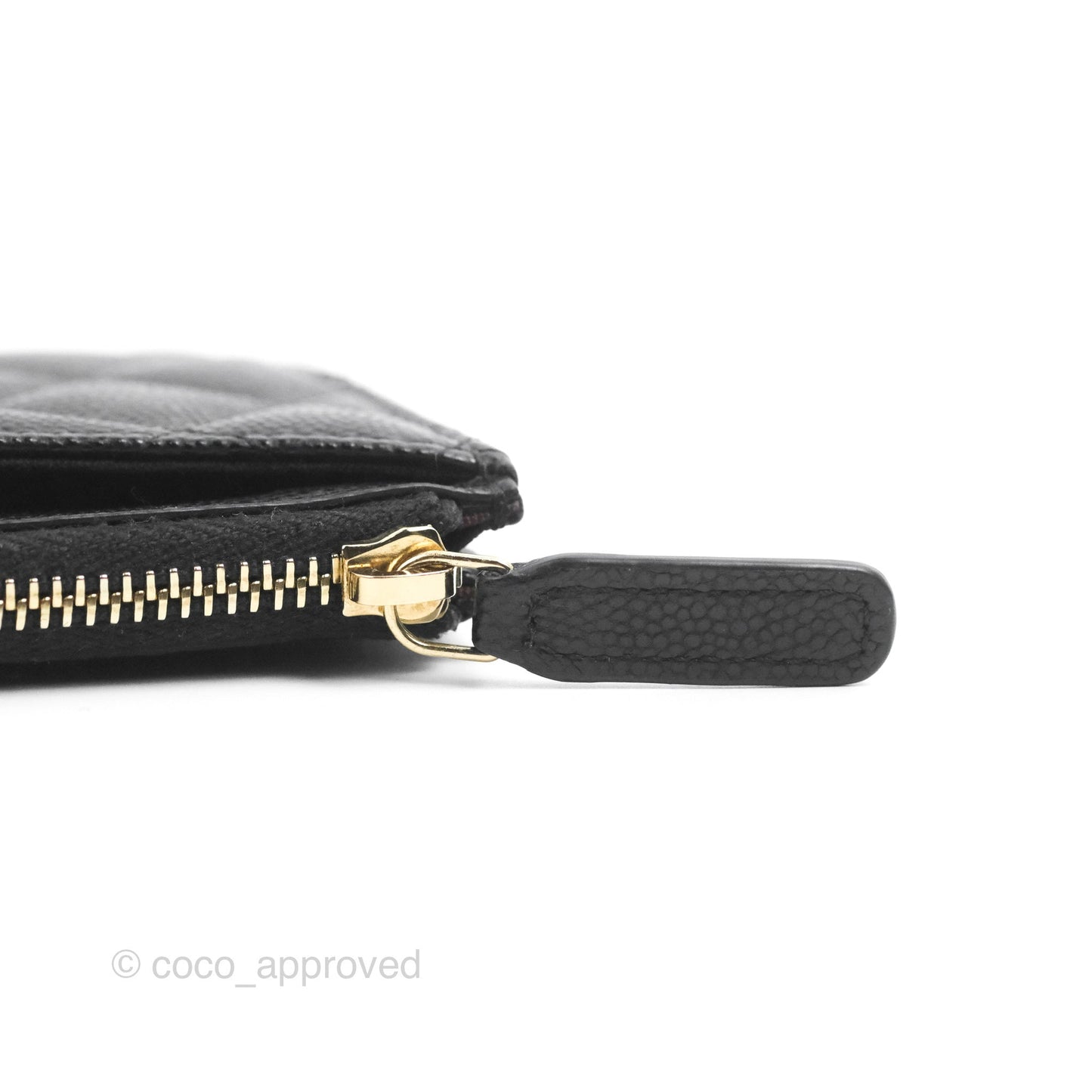 Chanel Quilted CC Zipped Card Holder Caviar Black Gold Hardware