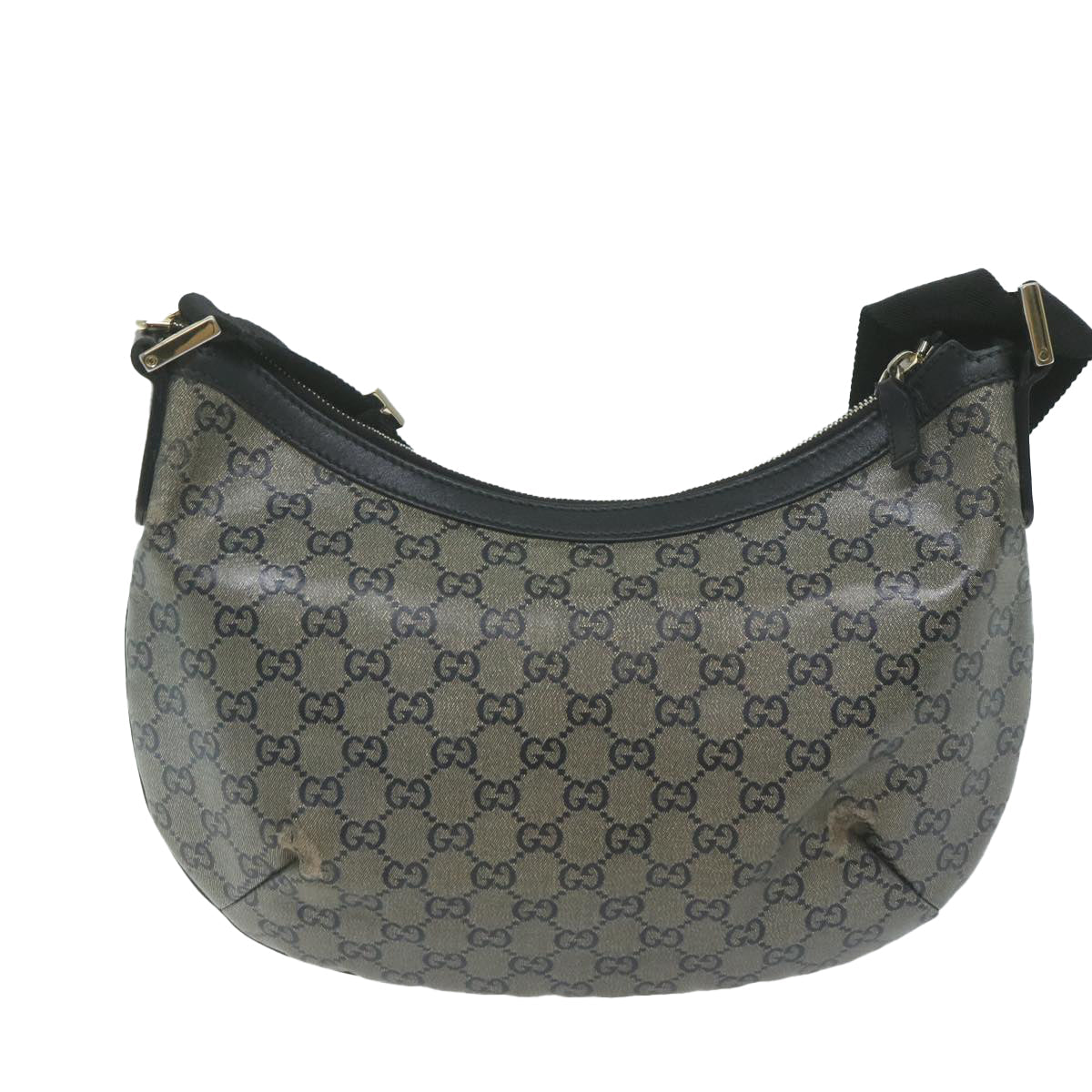 GUCCI GG Canvas Shoulder Bag Coated Canvas Silver Black  65561