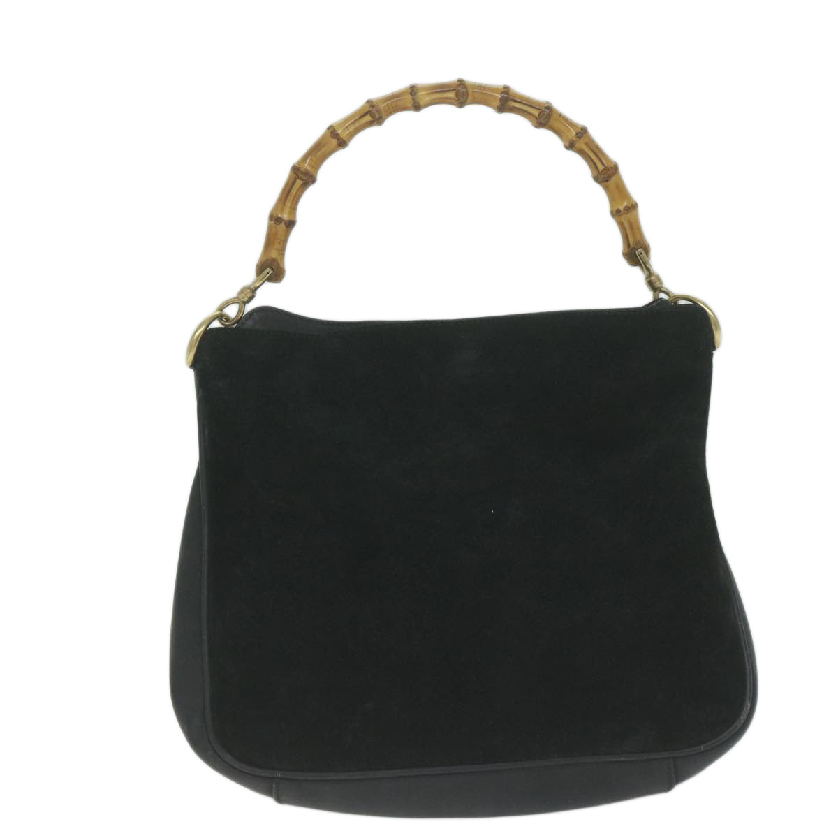 GUCCI Bamboo Shoulder Bag Suede 2way Black  65563