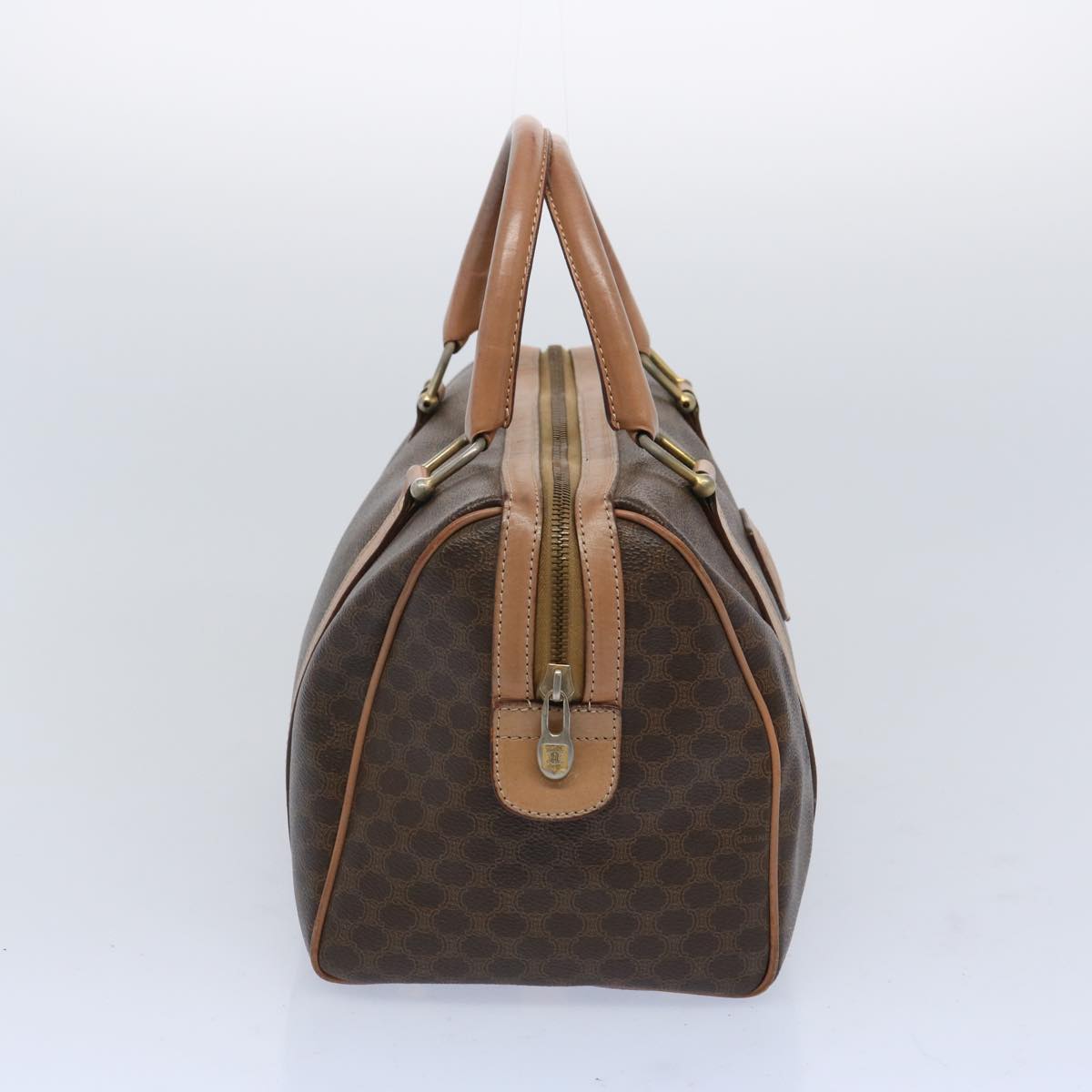 Luxury CELINE Macadam Canvas Boston Bag PVC Brown  65586