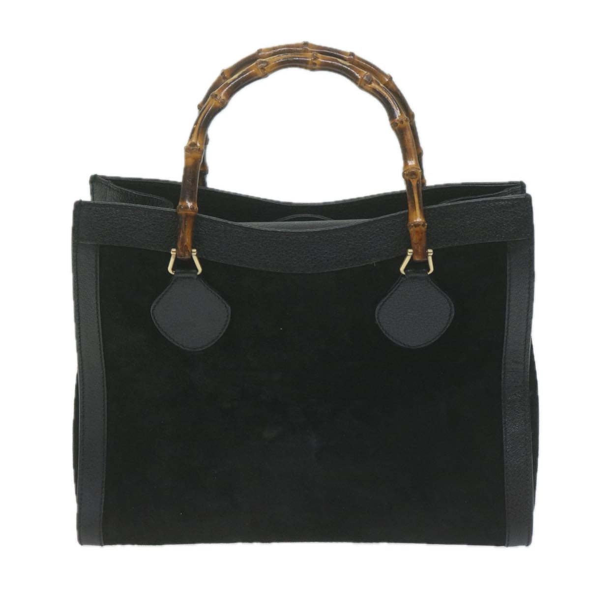 GUCCI Bamboo Hand Bag Suede Black  65591