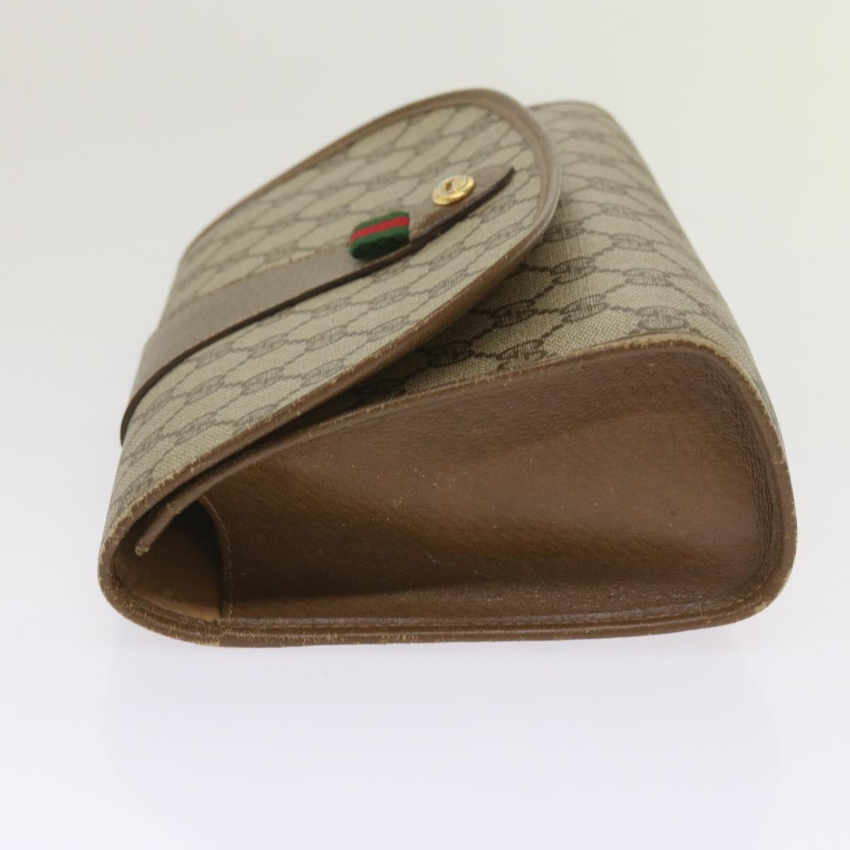 GUCCI GG Canvas Web Sherry Line Clutch Bag PVC Beige Green Red  65592