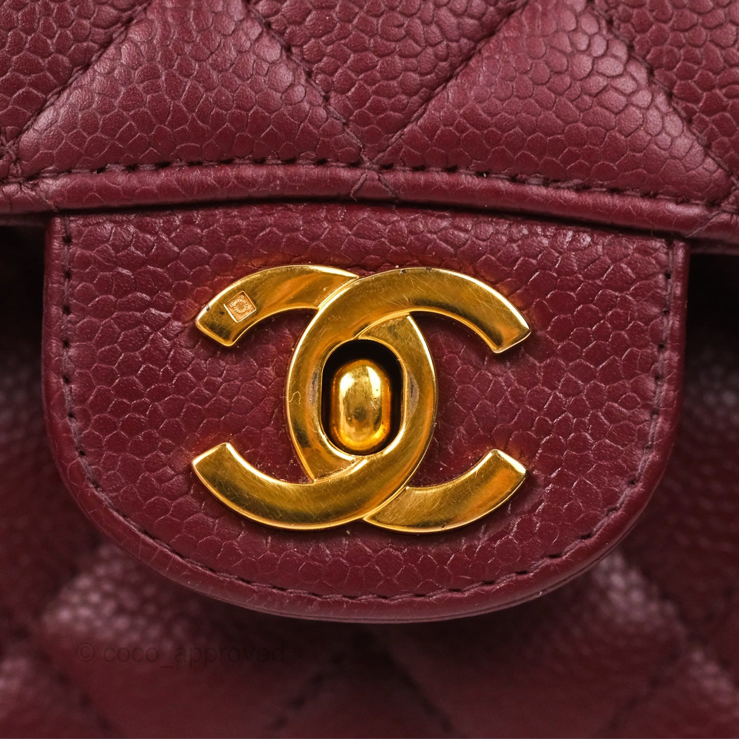 Chanel Vintage Classic Small S/M Flap Burgundy Caviar 24K Gold Hardware