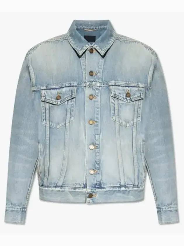 Luxury Saint Laurent Oversized Fit Denim Jacket Sky Blue
