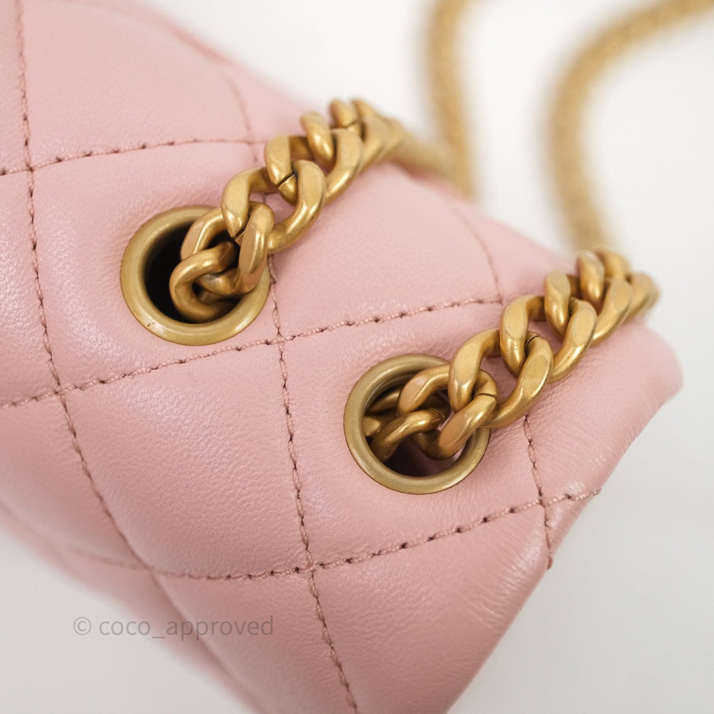 Chanel Quilted Mini Square Flap with Camellia Adjustable Chain Pink Clair Lambskin