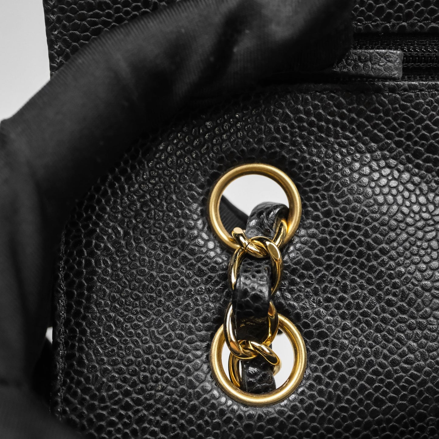 Chanel Classic M/L Medium Flap Quilted Black Caviar Gold Hardware