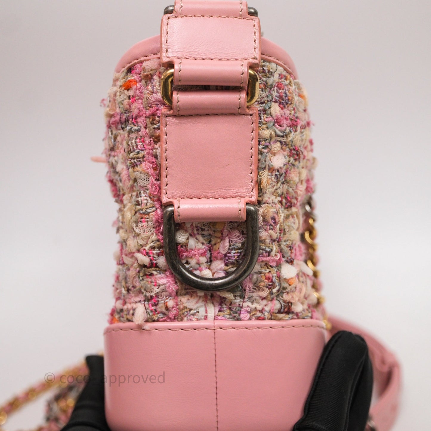 Chanel Small Gabrielle Hobo Quilted Pink Tweed Aged Calfskin
