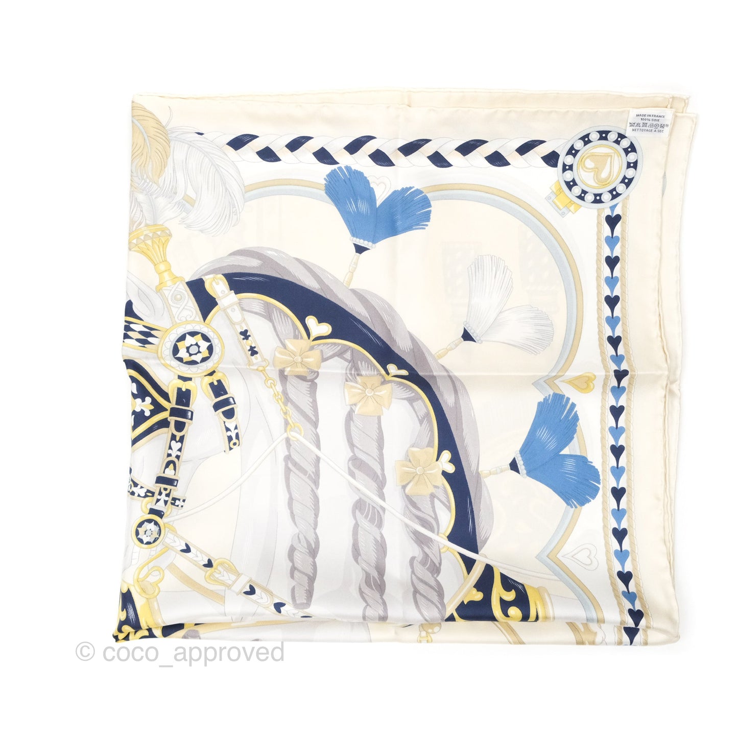 Hermès Harnais de Coeur Scarf 90
