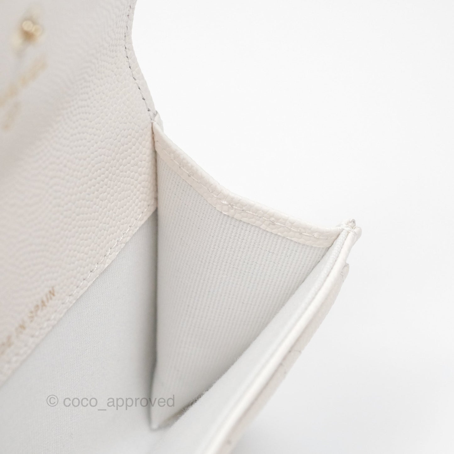 Chanel CC Resin Stone Flap Card Holder White Caviar