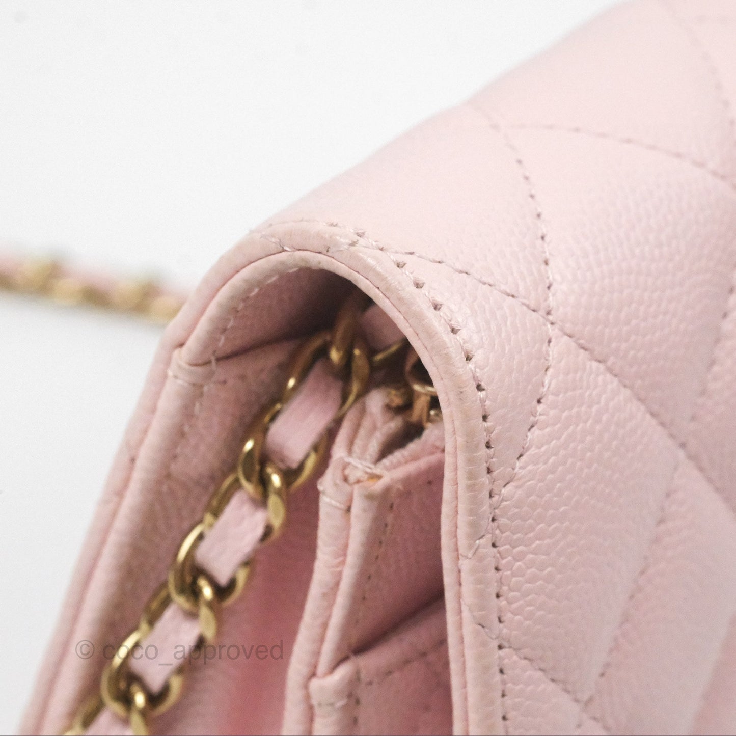 Chanel Quilted Classic Wallet on Chain WOC Pink Caviar Gold Hardware